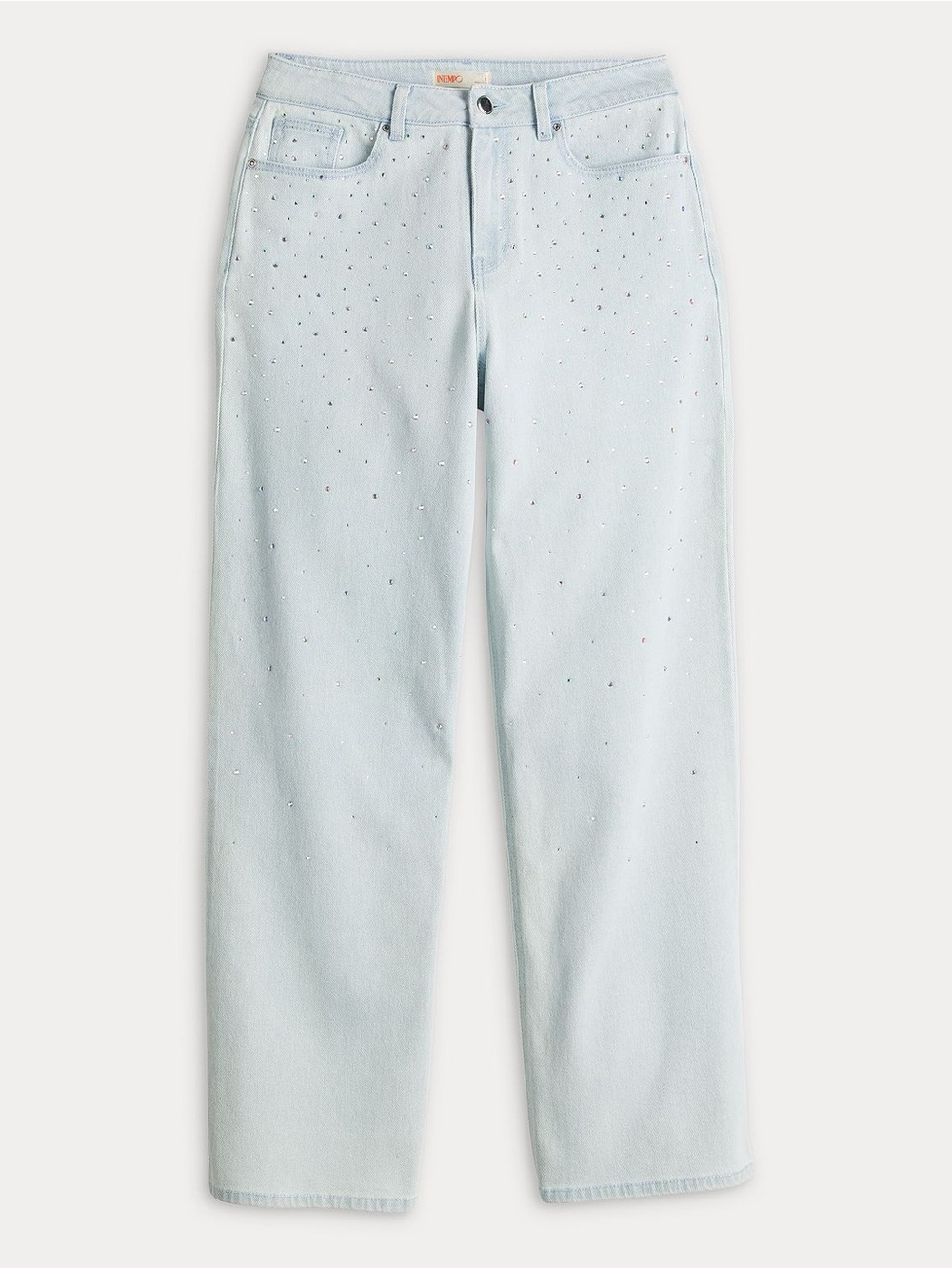 Intempo Rhinestone Crystal Wide Leg Crop Jeans Light Wash | Size 6 - Picture 6 of 15